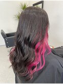 イメチェンヘアスタイル/ピンクイヤリングカラー/似合わせカット