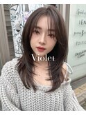 ナチュラルウルフカット小顔レイヤーカットアッシュブラック