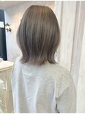 福山市美容室Caary夏カラー透明感グレージュ切りっぱなしボブ