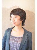 大人ショートレイヤーパーマ/黒髪大人ウルフ