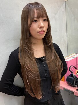 オリーブグレー/韓国風巻き/レイヤーカット/マロンベージュ