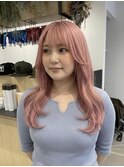 【富山】ハイトーンピンク×くびれセミロングで華やかに