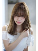 オースト ヘアー ステラ 新宿店(Aust hair Stella)&nbsp;シースルーバング☆ルーズカールセミディ×セピアグレージュ