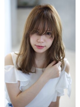 オースト ヘアー ステラ 新宿店(Aust hair Stella) シースルーバング☆ルーズカールセミディ×セピアグレージュ