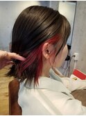 『 イヤリングカラー☆ 明るめレッドカラーで印象チェンジ 』