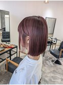 ☆切りっぱなしボブ髪質改善デザインカラーピンクベージュ☆