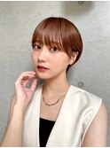 丸みショート/ショート/ショートボブ/暖色系カラー/小顔