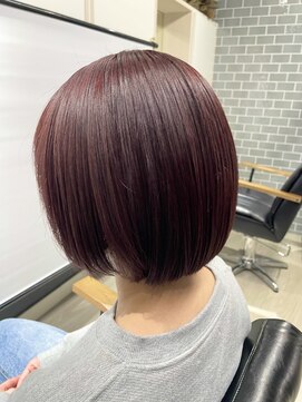 ハツ 橋本(HATSU) ワインレッド×ハリウッドケラコラトリートメント