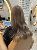 大人美人艶カラーベージュ小顔カット透明感レイヤーロング