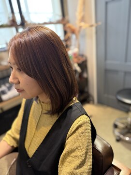 ボブレイヤー　髪質改善　ヘーゼルブラウン　ウルフボブ韓国風