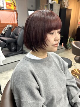 ピンクボブ　顔周りレイヤー