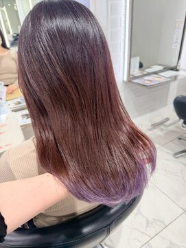 ヴァンカウンシル 一宮店(VAN COUNCIL) ダメージOFF透明カラー全体染め/肌に馴染むピンクパープルヘア