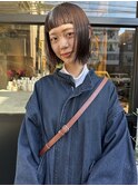 ボブ×オリーブベージュ
