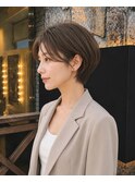 ◆小顔ショート【グレージュ/デザインカラー】ハッシュカット