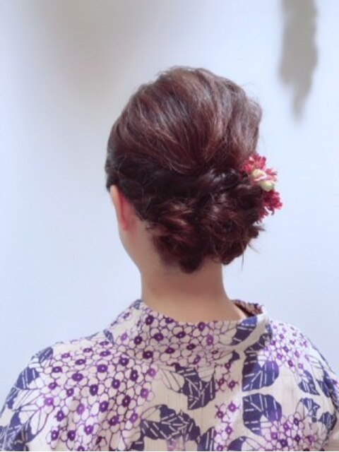 大人　浴衣　ヘアセット