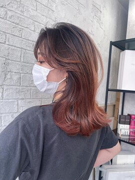 プライズ 池袋店(prize) オレンジベージュバレイヤージュワンホンヘアレイヤー池袋2222