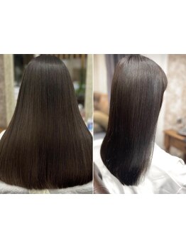 硬毛くせ毛うねり毛問わず、ダメージを抑えた仕上がりに。セットしやすいスタイルに整える至高の髪質改善。