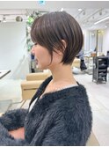 前髪あり耳掛け丸みくびれ大人ショートボブ20代30代40代50代*