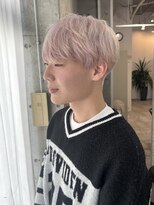 ラニヘアサロン(lani hair salon)&nbsp;ホワイトベージュ/メンズハイトーン/透け感カラー/マッシュ/