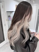 PELE原宿/ブリーチなしダブルカラー/ハイトーン/ケアブリーチ【３月上旬OPEN(予定)】&nbsp;着物ヘア/ダークアッシュ/ミディアムレイヤーカット/原宿