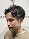 おでこが広いメンズ前髪カバーカット/スパイラルパーマ<理容室>