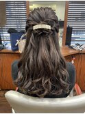 およばれヘアアレンジ　結婚式　ハーフアップ