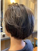 ミセスショート ふんわりショート ハイライトカラー白髪ぼかし