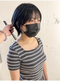 *滝田*20代30代40代ショートウルフレイヤーボブブルーブラック