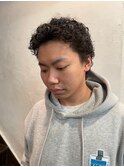 MEN'S HAIRマッシュウルフアッシュブラックカルマパーマ