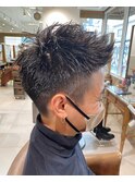 カルマパーマアッシュブラックダークアッシュベリーショート