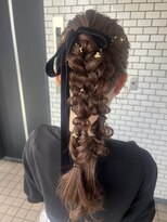 編みおろしツイン　編みおろし　お呼ばれヘア　結婚式ヘア