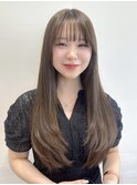 シースルーバング ロングレイヤー ブラウンカラー