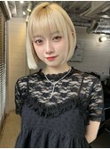 ◇ ハイトーン/ダブルカラー/ブロンド/切りっぱなしボブ/韓国