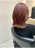 横浜ミルクティーピンクベージュタッセルボブ外ハネボブレイヤー