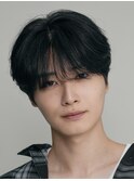 原宿ニュアンスパーマメンズカットラウンドマッシュツーブロック