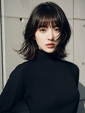 マッシュウルフボブパーマミルクティーベージュシルバーアッシュ