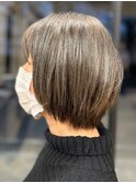ミセス ふんわりナチュラルボブスタイル アッシュブラウン