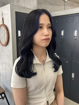 テトヘアー(teto hair) ネイビー、ブルーブラック、くびれヘア、インナーカラー