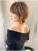 上品な大人美人ショートヘアー　ピンクブラウン/美髪