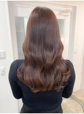 くびれヘアアプリコットオレンジ夏ヘアハイライトカラー        