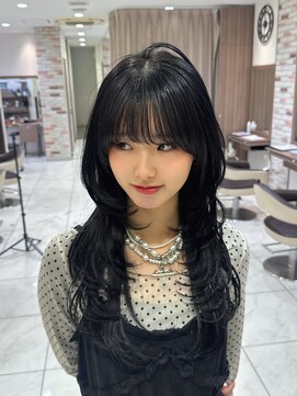 アッシュ 新杉田店(Ash) 新杉田レイヤーカット韓国ダブルカラー顔周り前髪カットボブ