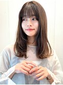 顔まわりカット フルバング アッシュブラウン 髪質改善 レイヤー