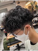 波巻きパーマメンズパーマメンズヘアツーブロックツイストパーマ