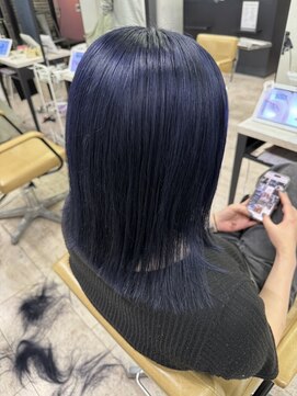 アジールヘア 所沢プロペ通り店(agir hair) ネイビーブルーボブレイヤーカット夏デザインカラーブリーチ所沢