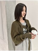 YOKE 切りっぱなしボブステップカット外ハネアッシュブラック