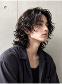 メンズヘア メンズロング サーフカール センターパート