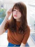 ゆるふわ アッシュカラー 流しバング