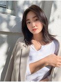 センター分け☆ストレートナチュラルベージュ