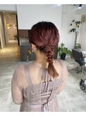 編みおろしヘア ミディアムアレンジ お呼ばれヘア