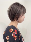 ハイライト白髪ぼかしダブルカラーインナーカラーショートボブ